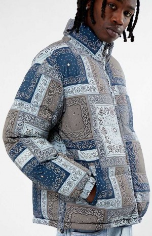 Pánské Bundy PacSun Patchwork Paisley Puffer Blankyt | 93CVHELAG