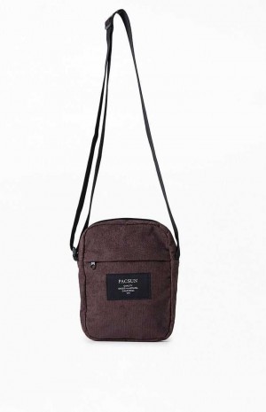 Pánské Crossbody Kabelka PacSun Corduroy Hnědé | 70YETWCAU
