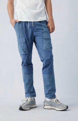 Pánské Kalhoty PacSun Eco Stretch Nylon Blue Slim Cargo Blankyt | 63ITPMNFJ