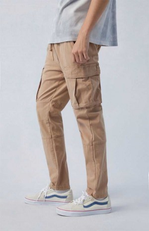 Pánské Kalhoty PacSun Eco Stretch Platene Khaki Slim Cargo Hnědožlutý | 01FUBHAQV