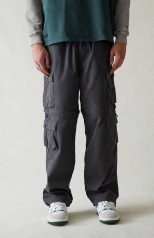 Pánské Kalhoty PacSun Platene Gray gy Zip Off Cargo Tmavě Šedé | 08MQTXNLV