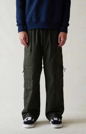 Pánské Kalhoty PacSun Platene Green gy Zip Off Cargo Zelene | 39QUPYVDI