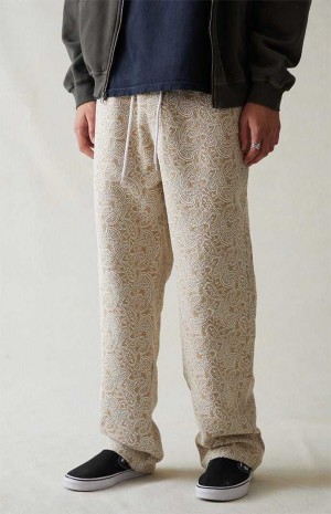 Pánské Kalhoty PacSun Platene Printed Paisley Slim Hnědé | 69PORFKZA