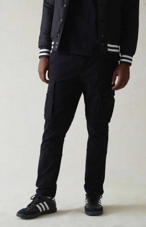Pánské Kalhoty PacSun Stretch Platene Black Slim Cargo Černé | 57JMVQIHD