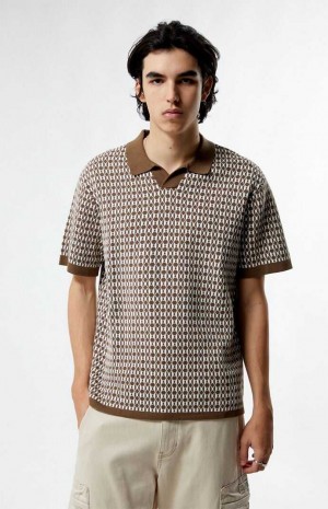 Pánské Košile PacSun Brown Open Polo Hnědé | 08FVSQGED