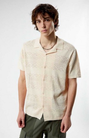 Pánské Košile PacSun Hudson Cream Oversized Camp Krém | 71OTHWUGI