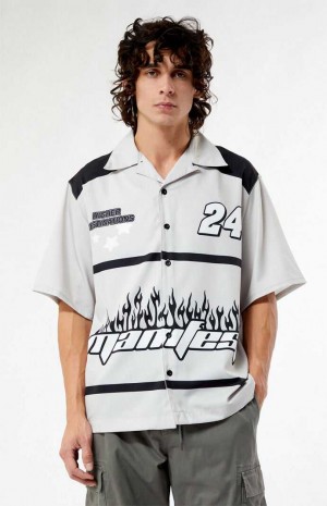Pánské Košile PacSun Manifest Závodní Woven Camp Krém | 64PMHAYFK