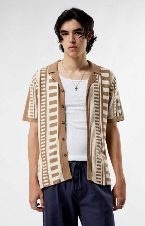Pánské Košile PacSun Pattern Knit Woven Hnědé | 61GBPISUY