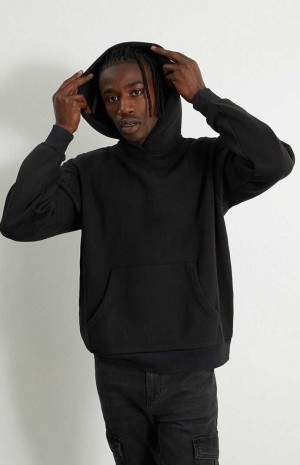Pánské Mikina s Kapucí PacSun Black Solid Černé | 92ZNESYDU
