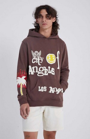 Pánské Mikina s Kapucí PacSun City Of Angels Hnědé | 57NPRKWZO
