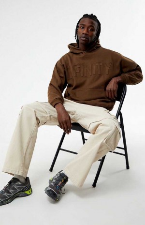 Pánské Mikina s Kapucí PacSun Embossed Infinity Hnědé | 65NGUFLZT