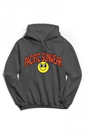 Pánské Mikina s Kapucí PacSun Pacific Sunwear Smiley Šedé | 58FRXCIVS
