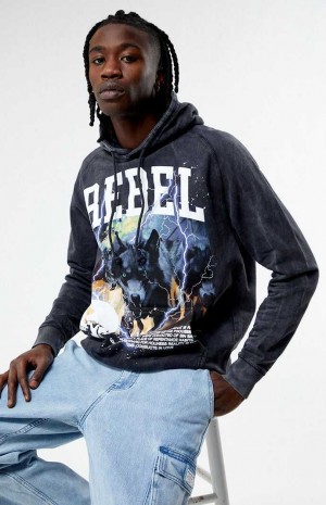 Pánské Mikina s Kapucí PacSun Rebel Pack Vintage Wash Černé | 32DIQLRGU