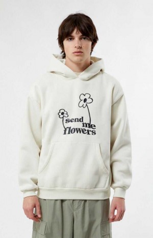 Pánské Mikina s Kapucí PacSun Send Flowers Krém | 85GSJHMLQ