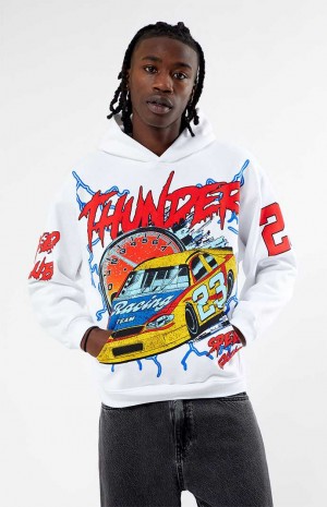 Pánské Mikina s Kapucí PacSun Thunder Speed Bílé | 60WREYLQO