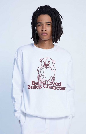 Pánské Mikiny PacSun Being Loved Crew Neck Bílé | 40ICNVFMD