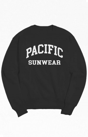 Pánské Mikiny PacSun Black Pacific Sunwear Crew Neck Černé | 21SJVCHDG