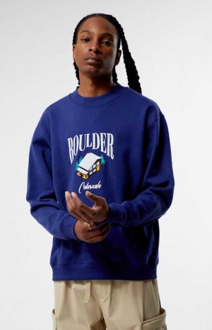 Pánské Mikiny PacSun Boulder Colorado Crew Neck Tmavě Blankyt | 19DMGTERA