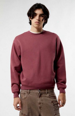 Pánské Mikiny PacSun Brown Solid Crew Neck Hnědé | 64LQKZORB