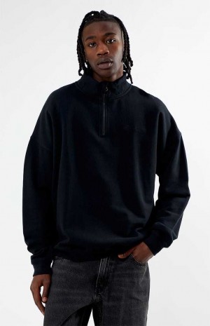 Pánské Mikiny PacSun Eco Solid Quarter Zip Černé | 62TRMKZQV