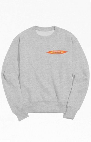 Pánské Mikiny PacSun Gray Flames Logo Crew Neck Šedé | 95WSLXPIZ