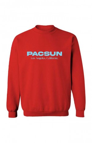 Pánské Mikiny PacSun Los Angeles Crew Neck Červené | 50NCDIPLX