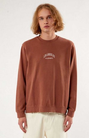 Pánské Mikiny PacSun Los Angeles Embroidered Crew Neck MINK | 76NIKQRDF