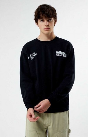 Pánské Mikiny PacSun Natural State Of Mind Crew Neck Černé | 20HJRQGYS