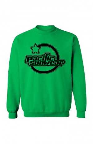 Pánské Mikiny PacSun Pacific Sunwear Black Star Crew Neck Zelene | 35OHKRCNP