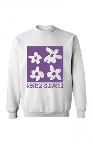 Pánské Mikiny PacSun Pacific Sunwear Flower Crew Neck Bílé | 83ZFWKUNS