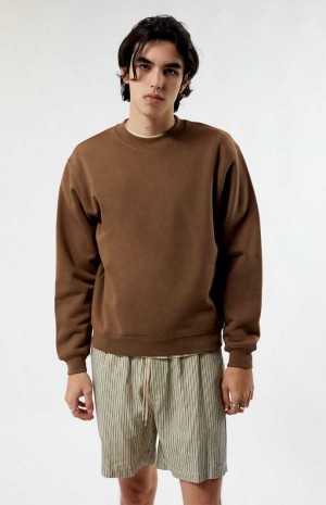 Pánské Mikiny PacSun Solid Crew Neck Hnědé | 76LTPFNOB