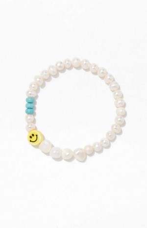 Pánské Náramky PacSun Smiley Pearl Žluté | 94CGZFXHJ