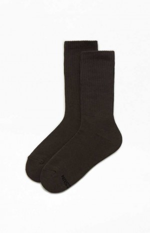 Pánské Ponožky PacSun Eco Washed Crew Černé | 63JBTQZFC