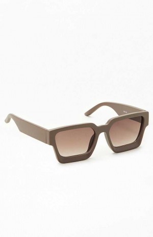 Pánské Sluneční Brýle PacSun Charcoal Square Frame Šedé | 71VIKMYNL