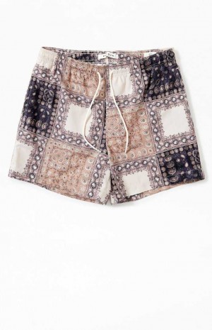 Pánské Svetry PacSun Bandana Block 4.5" Swim Trunks Černé Viacfarebný | 63RZYXWVI