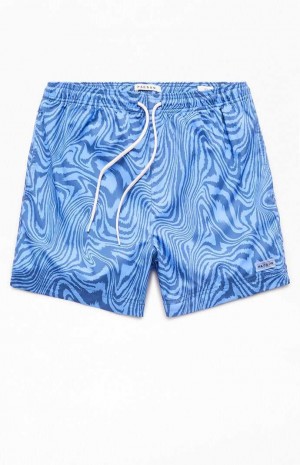 Pánské Svetry PacSun Blue Warp AOP 4.5" Swim Trunks Blankyt | 69AYTMXWD