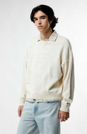 Pánské Svetry PacSun Cropped Crew Krém | 96ZFDACXE