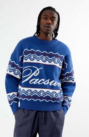 Pánské Svetry PacSun Fairisle Crew Blankyt | 25PJWKZOU