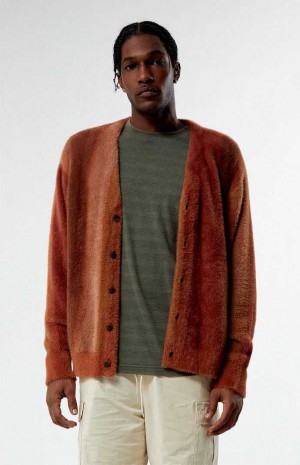 Pánské Svetry PacSun Mac Fuzzy Cardigan Hnědé | 90PLNRZGC