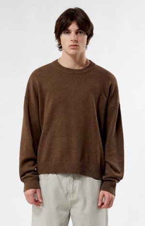 Pánské Svetry PacSun Otto Cropped Crew Hnědé | 13AUYIGZL