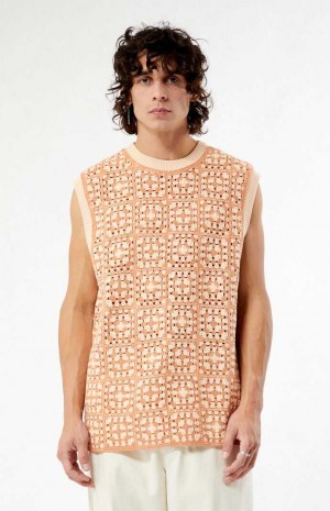 Pánské Svetry PacSun Pink Crochet Růžové | 21DLCKTMQ