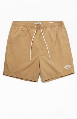 Pánské Svetry PacSun Tan Nylon Collegiate 6.5" Swim Trunks Hnědé | 40CUFBVZE