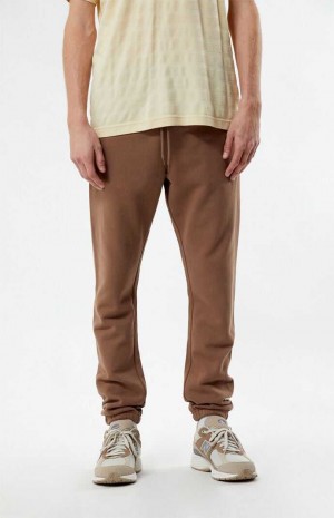 Pánské Teplákové Kalhoty PacSun Brown Fleece Jogger Hnědé | 23WCGDSYB