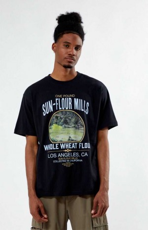Pánské T-shirt PacSun Black Mills Černé | 35PHKQAGD