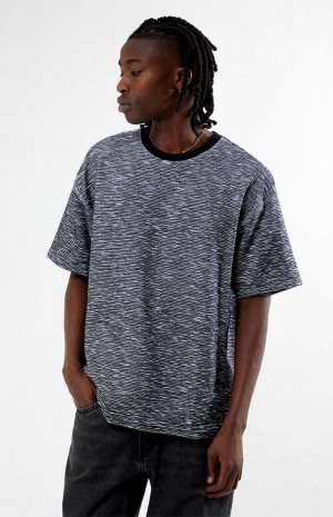 Pánské T-shirt PacSun Black & White Slub Stripe Oversized Černé Bílé | 03SLETIJO