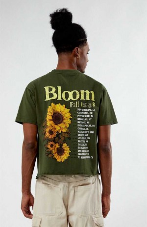 Pánské T-shirt PacSun Bloom Cropped Olivy Zelené | 27HDRMYNT