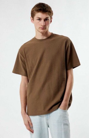 Pánské T-shirt PacSun Brown Grooves Hnědé | 60OCTUXMH
