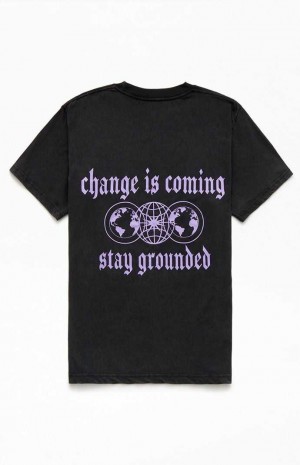 Pánské T-shirt PacSun Change Is Coming Oversized Černé | 05INCQGWU