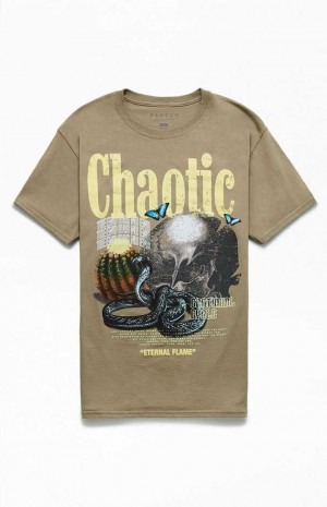 Pánské T-shirt PacSun Chaotic Hnědožlutý | 09OVYXSFA