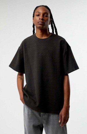 Pánské T-shirt PacSun Charcoal Oversized Jacquard Knit Šedé | 67OECLQHP
